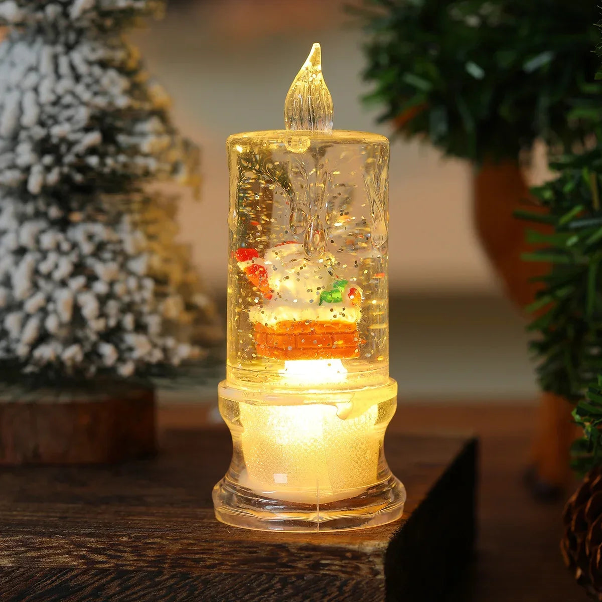 Christmas Candle Figurine Warm LED Battery-Free