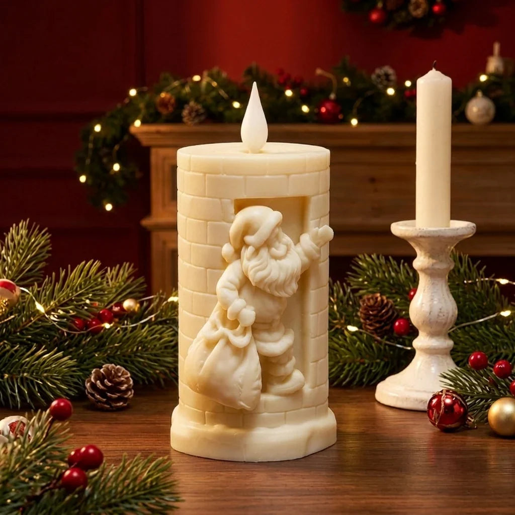 Christmas Candle Santa Motif Fine Wax Even Burn