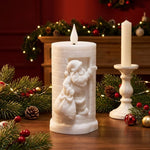 Christmas Candle Santa Motif Fine Wax Even Burn