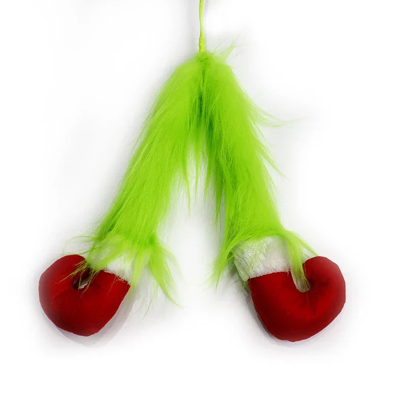 Christmas Centerpiece Plush Green Faux Fur Hand