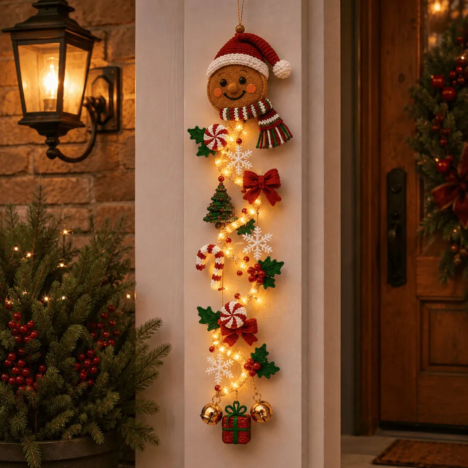 Christmas Door Decoration Illuminated Vertical Design Warm White Light 47.2 Inch tall