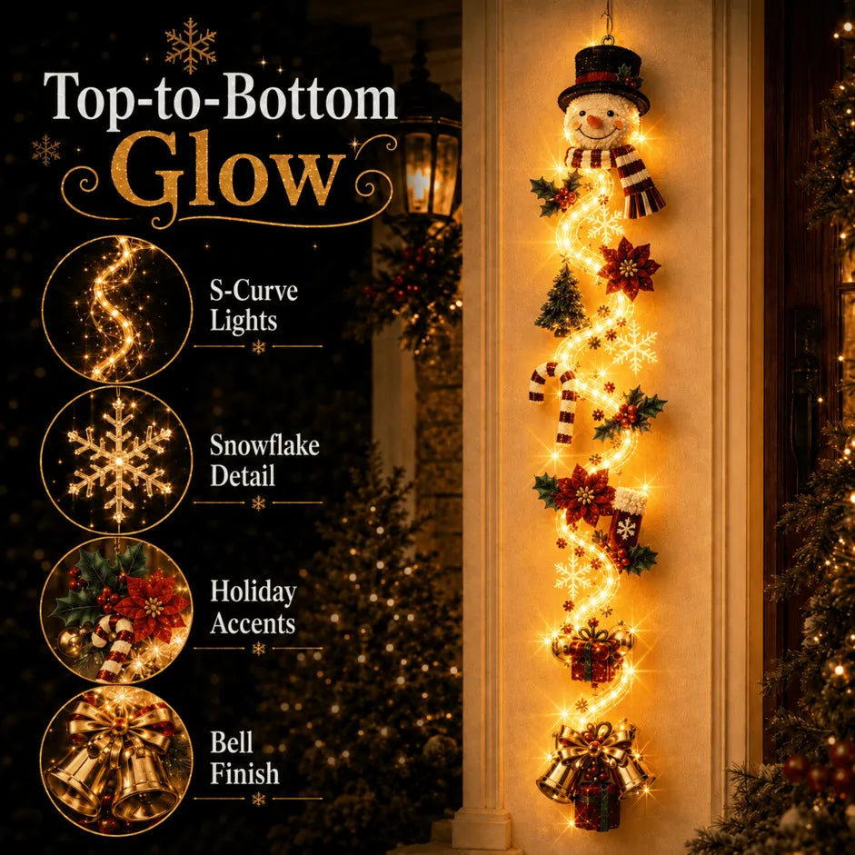 Christmas Door Decoration Illuminated Vertical Design Warm White Light 47.2 Inch tall