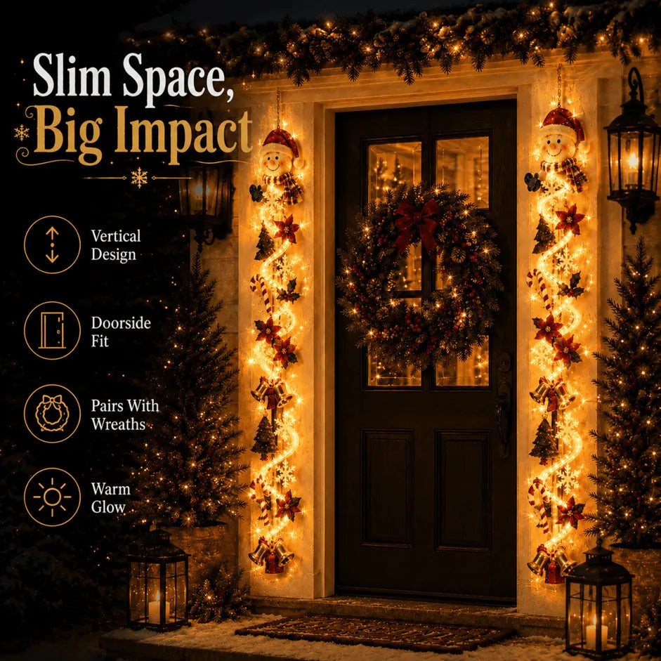Christmas Door Decoration Illuminated Vertical Design Warm White Light 47.2 Inch tall