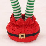 Christmas Elf Figure Movable Striped Legs Soft Plush