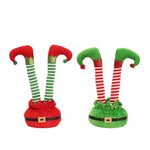 Christmas Elf Figure Movable Striped Legs Soft Plush
