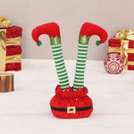 Christmas Elf Figure Movable Striped Legs Soft Plush
