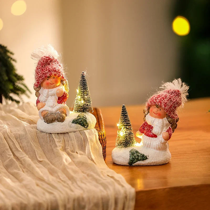 Christmas Figurine LED-Lit Ceramic Compact