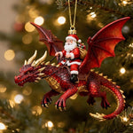 Christmas Figurine Santa-On-Dragon Polyresin Centerpiece