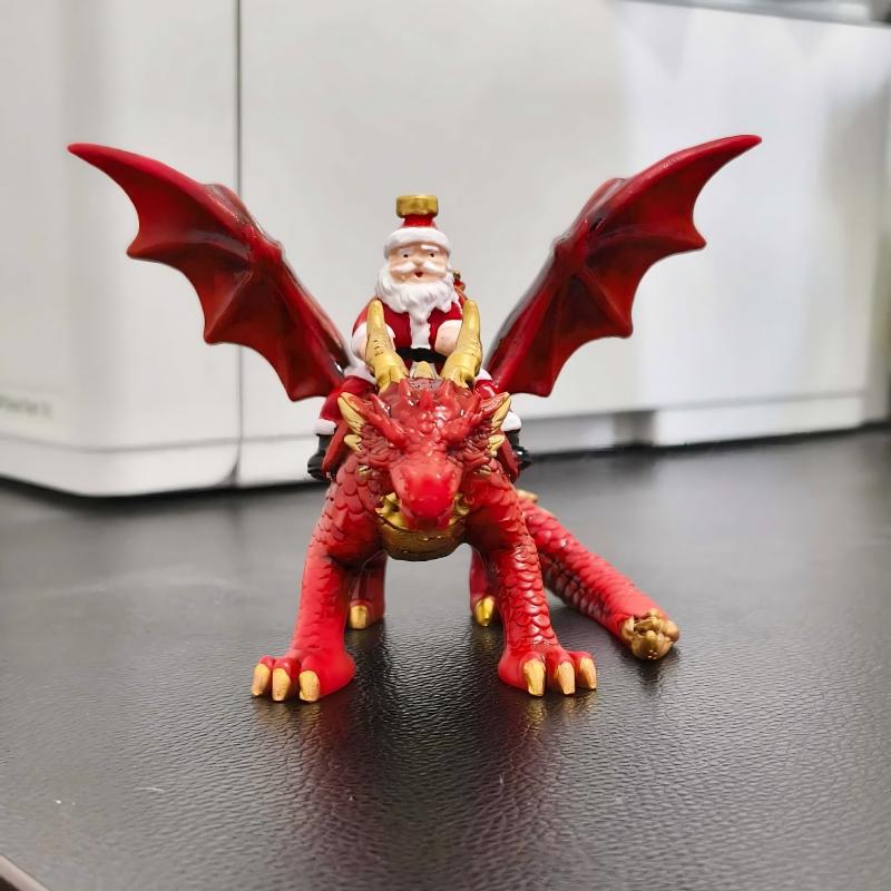 Christmas Figurine Santa-On-Dragon Polyresin Centerpiece