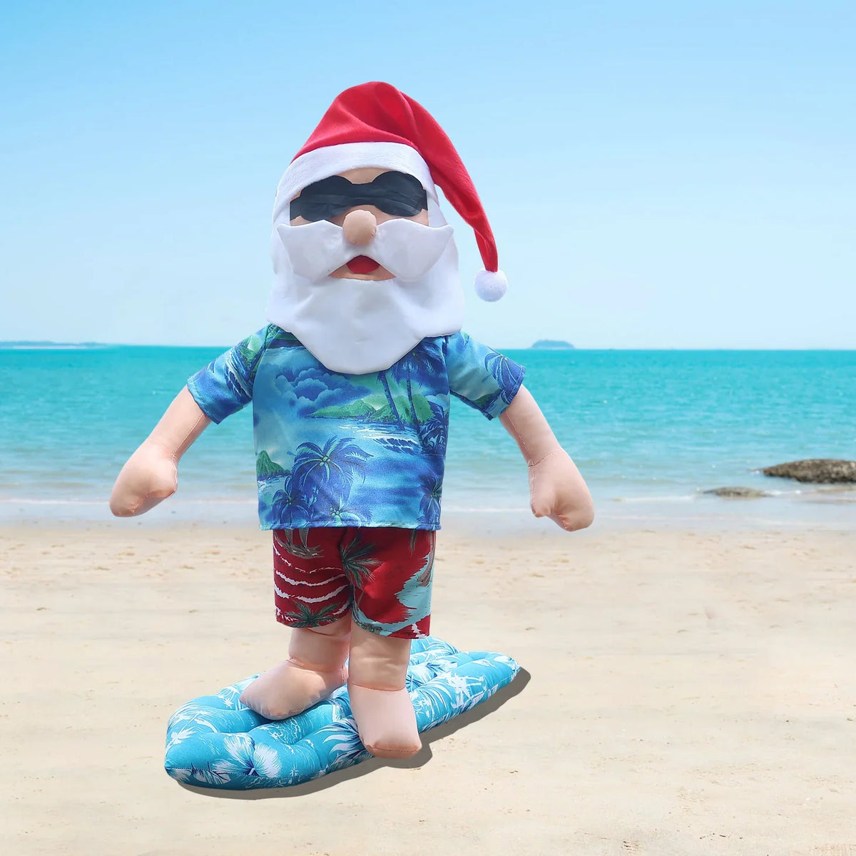 Christmas Figurine Surfing Santa Lightweight & Weather-Resistant
