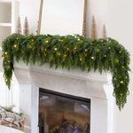 Christmas Garland Artificial Cedar Warm White LED Lights