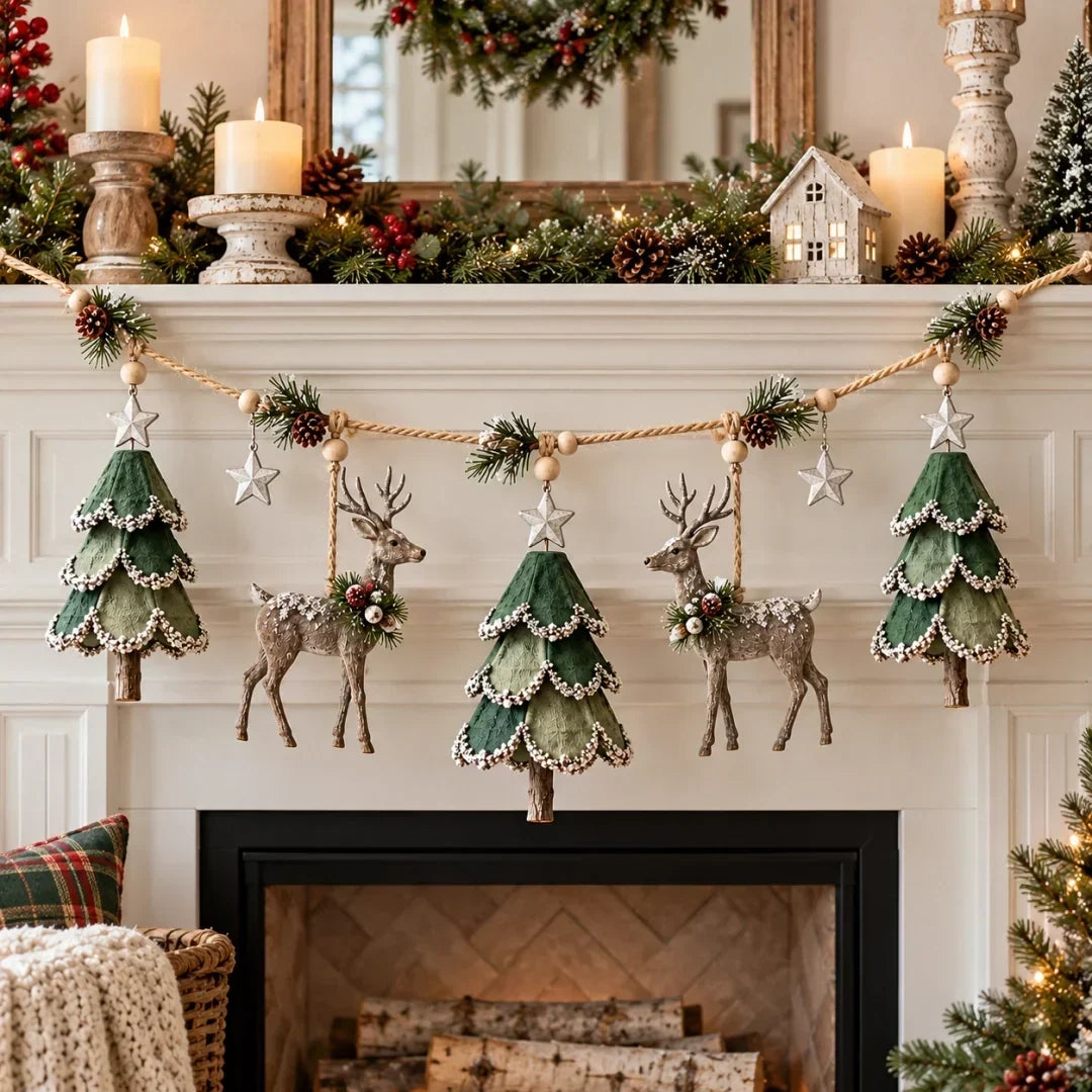 Christmas Garland Illuminated Woodland Deer 31.5 Inch
