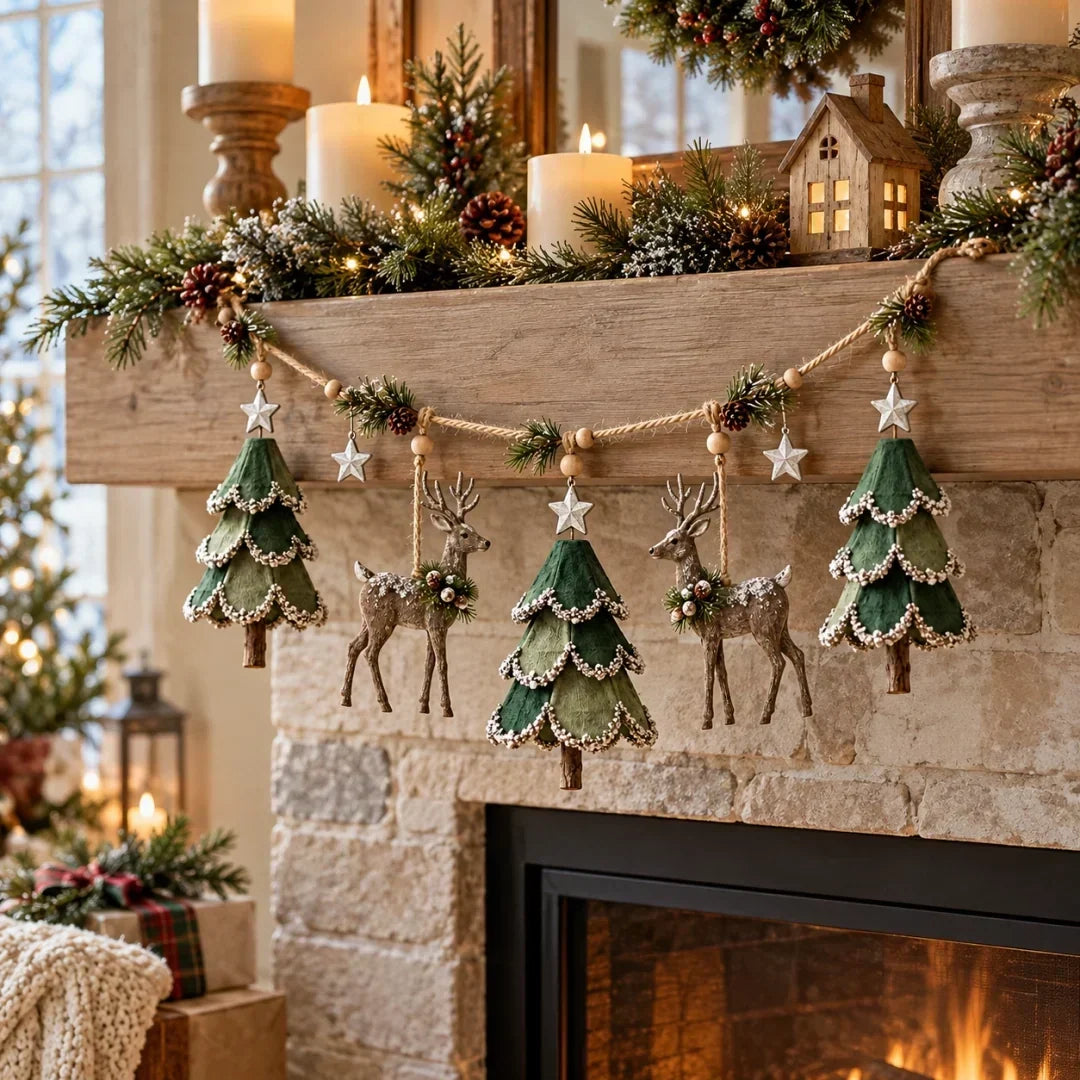 Christmas Garland Illuminated Woodland Deer 31.5 Inch