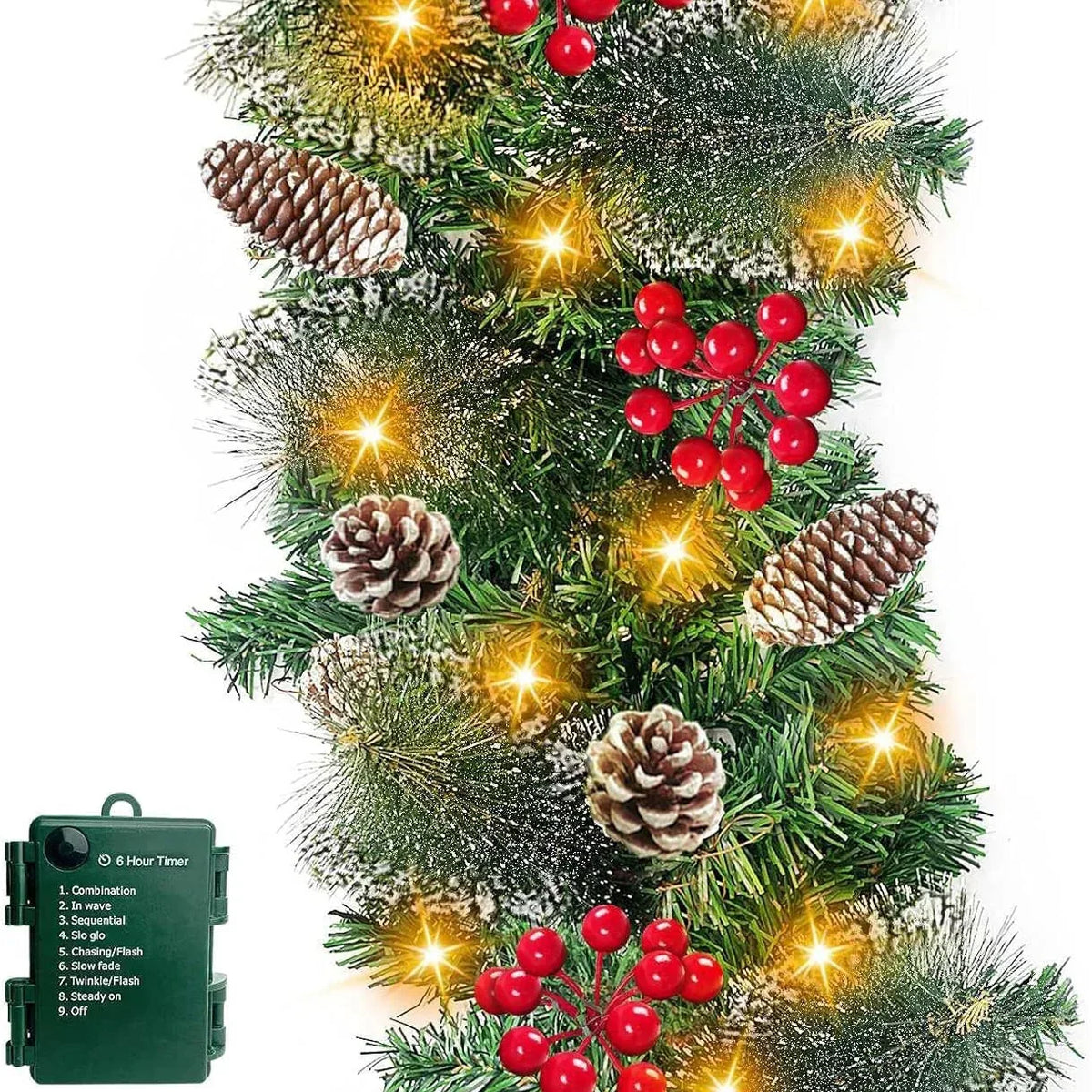 Christmas Garland LED Timer & Weatherproof
