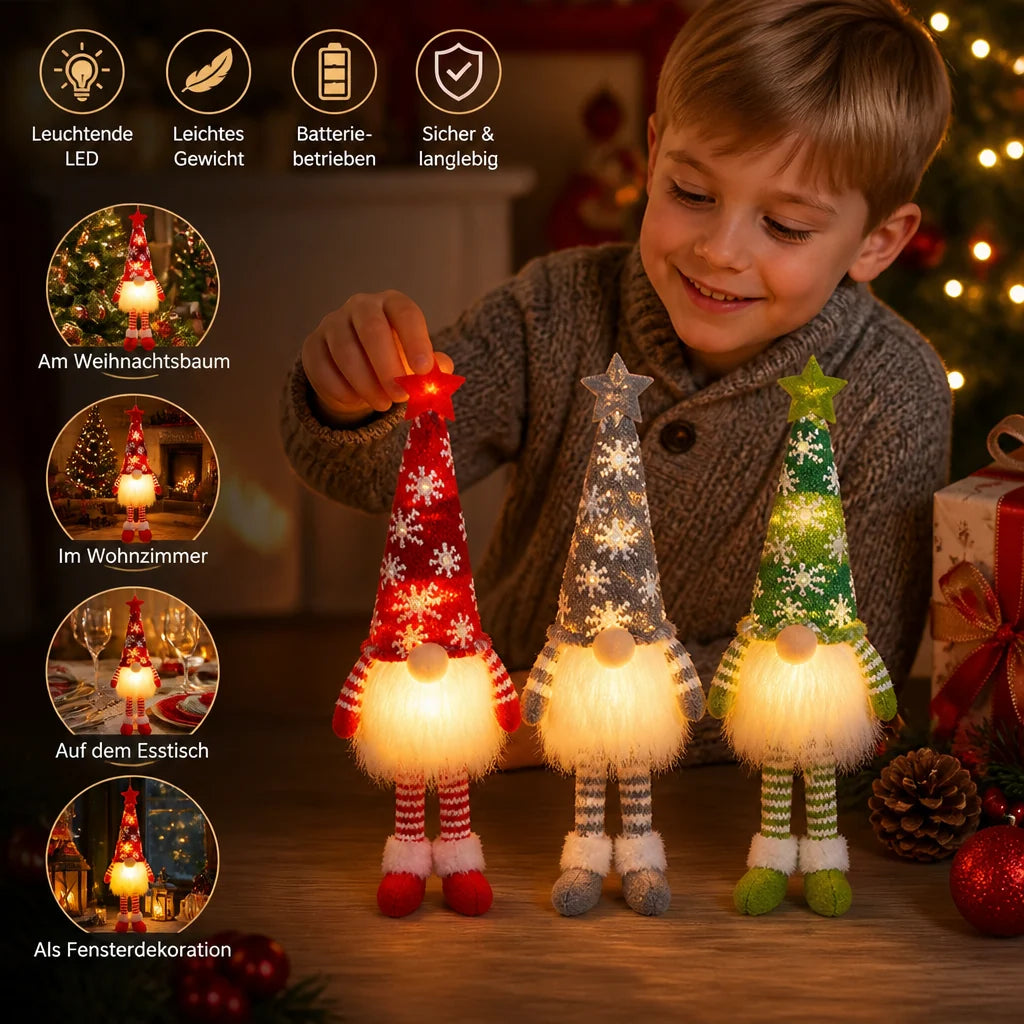Christmas Gnome Decoration LED Light-Up Festive Accent