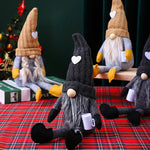 Christmas Gnome Figure Handcrafted Tall Hat Soft Gray Beard