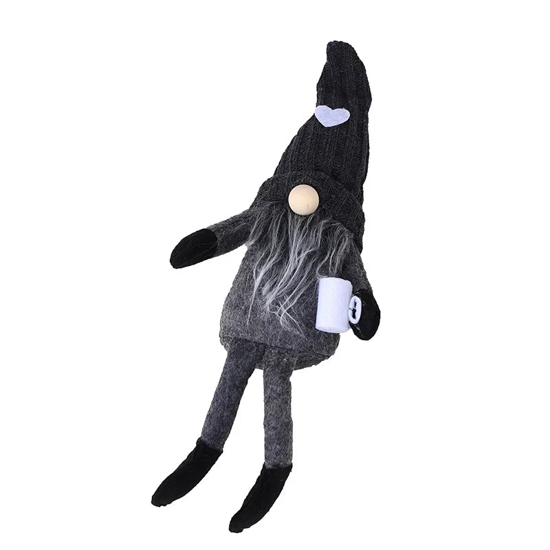 Christmas Gnome Figure Handcrafted Tall Hat Soft Gray Beard