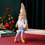 Christmas Gnome Figure Handcrafted Tall Hat Soft Gray Beard