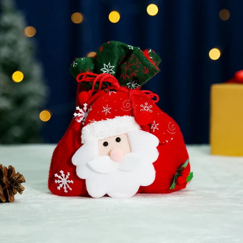 Christmas Gnome Figurine Plush Face & Gift Sack