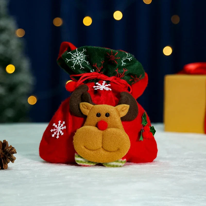 Christmas Gnome Figurine Plush Face & Gift Sack