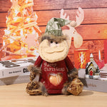 Christmas Gnome Figurine Plush Face & Gift Sack