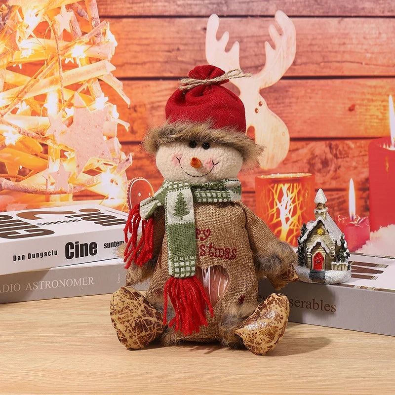 Christmas Gnome Figurine Plush Face & Gift Sack