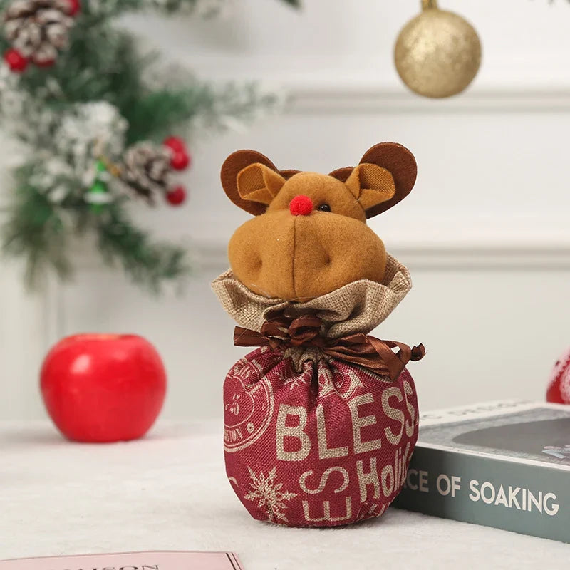 Christmas Gnome Figurine Plush Face & Gift Sack