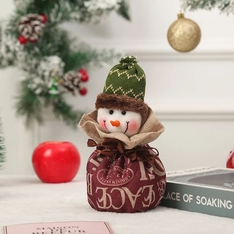 Christmas Gnome Figurine Plush Face & Gift Sack