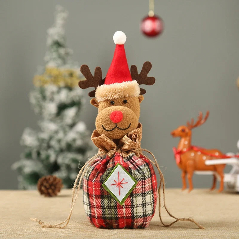 Christmas Gnome Figurine Plush Face & Gift Sack