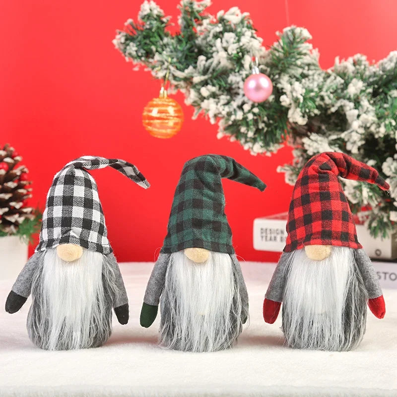 Christmas Gnome Plush Red Checkered Hat