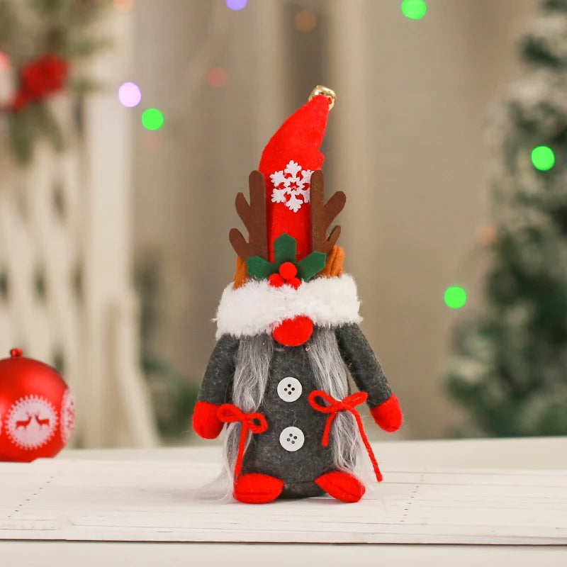 Christmas Gnome Santa Hat & Reindeer Antlers Faux Fur Collar
