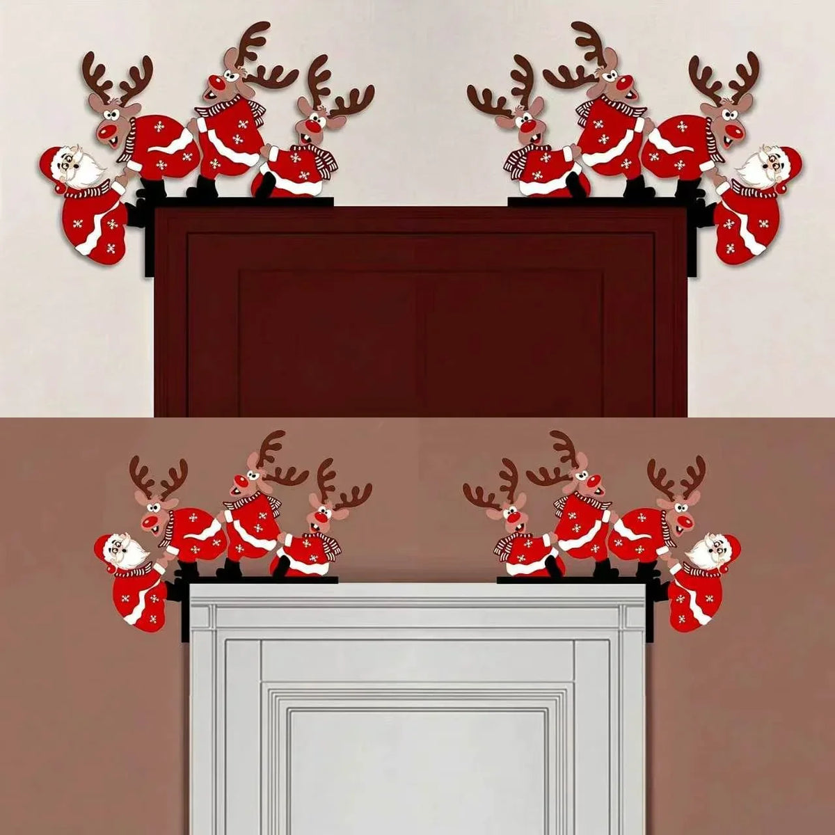 Christmas Hanging Decor Santa & Reindeer Lightweight Reusable