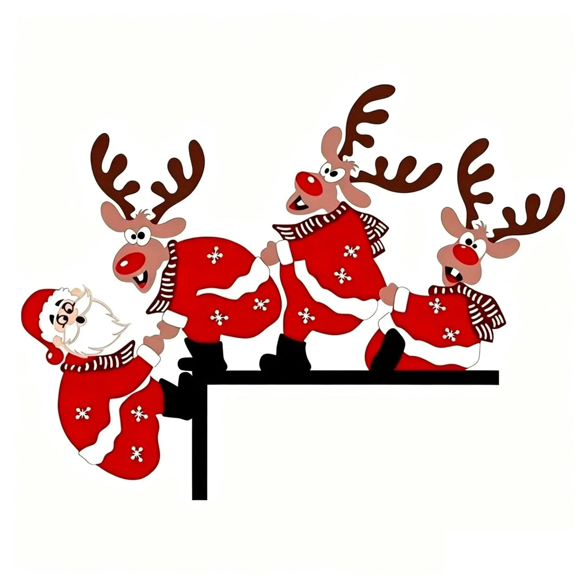 Christmas Hanging Decor Santa & Reindeer Lightweight Reusable