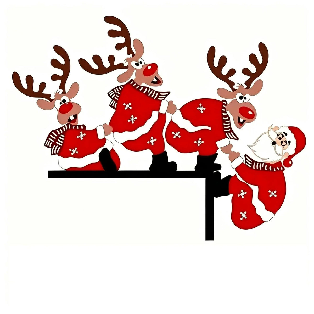 Christmas Hanging Decor Santa & Reindeer Lightweight Reusable