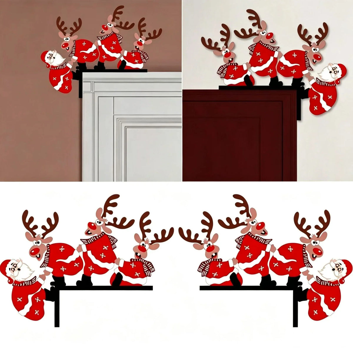 Christmas Hanging Decor Santa & Reindeer Lightweight Reusable