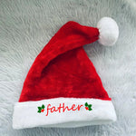 Christmas Hat Plush Embroidered One Size Fits All