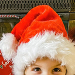 Christmas Hat Plush Faux Fur Trim One Size