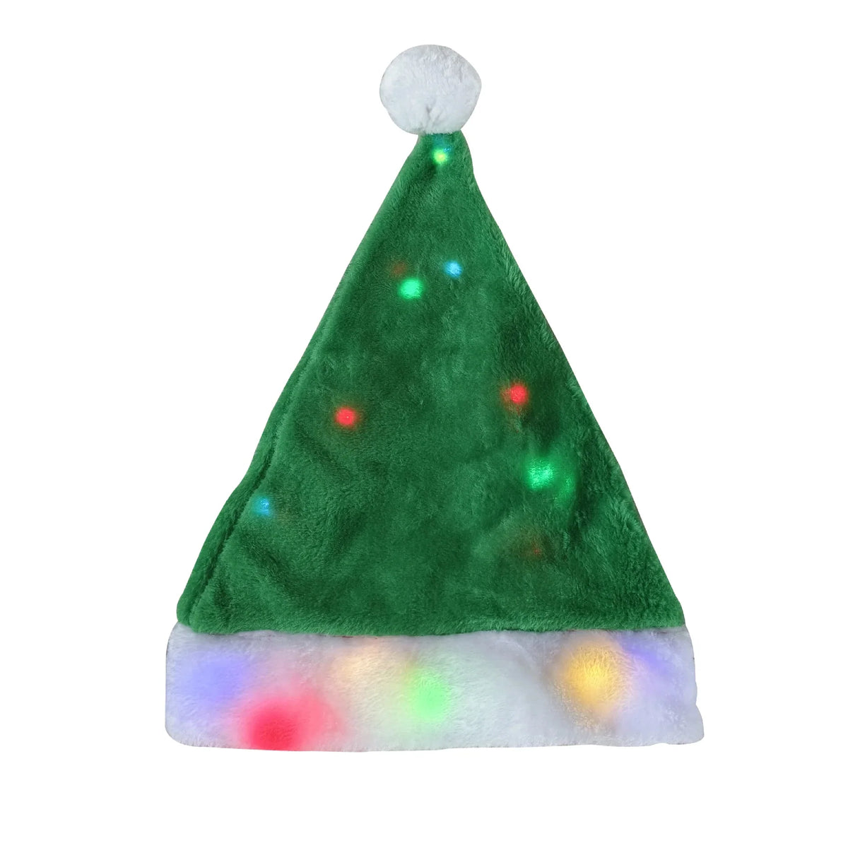 Christmas Hat Soft Fleece Integrated Lights One Size