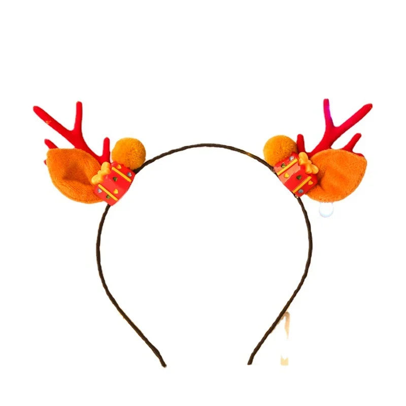 Christmas Hat Soft Plush Reindeer Antlers & Pom-Poms