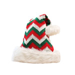 Christmas Hat Zigzag Knit Plush Trim & Elastic Fit