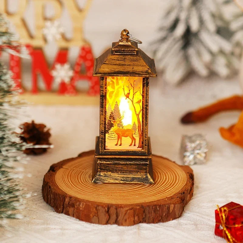 Christmas Lantern Animated Santa Motif Warm LED Battery Free