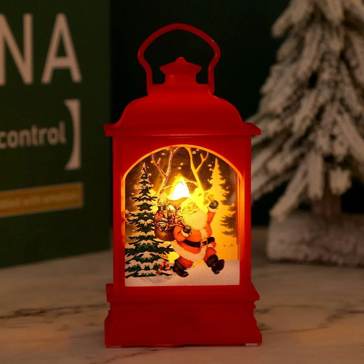 Christmas Lantern Animated Santa Motif Warm LED Battery Free