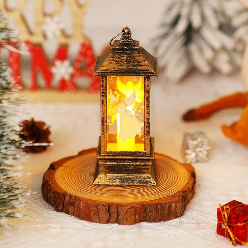 Christmas Lantern Animated Santa Motif Warm LED Battery Free