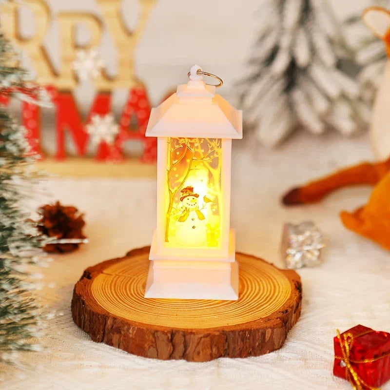 Christmas Lantern Animated Santa Motif Warm LED Battery Free