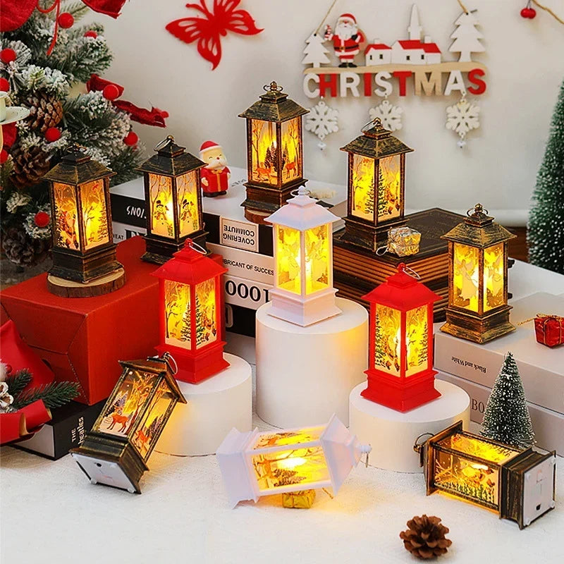 Christmas Lantern Animated Santa Motif Warm LED Battery Free