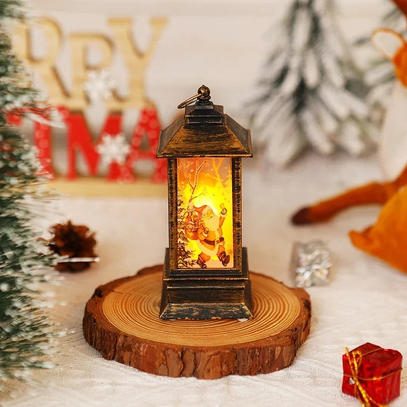 Christmas Lantern Animated Santa Motif Warm LED Battery Free