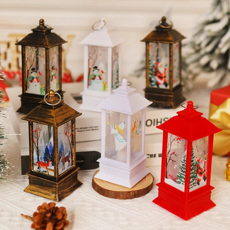 Christmas Lantern Animated Santa Motif Warm LED Battery Free