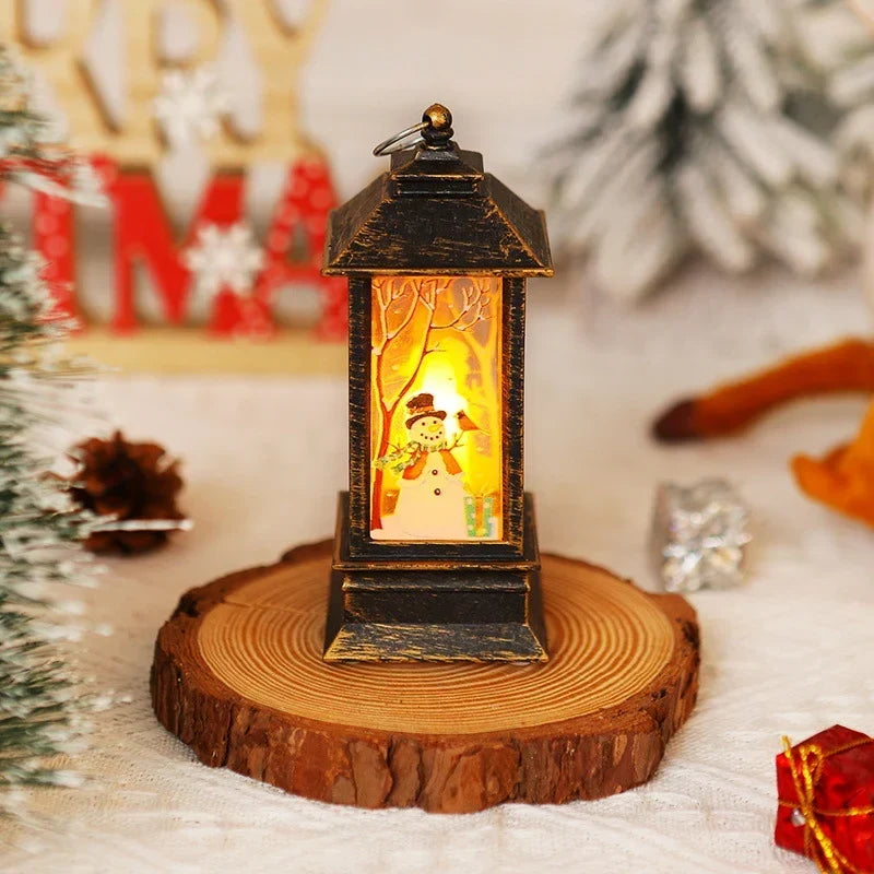 Christmas Lantern Animated Santa Motif Warm LED Battery Free
