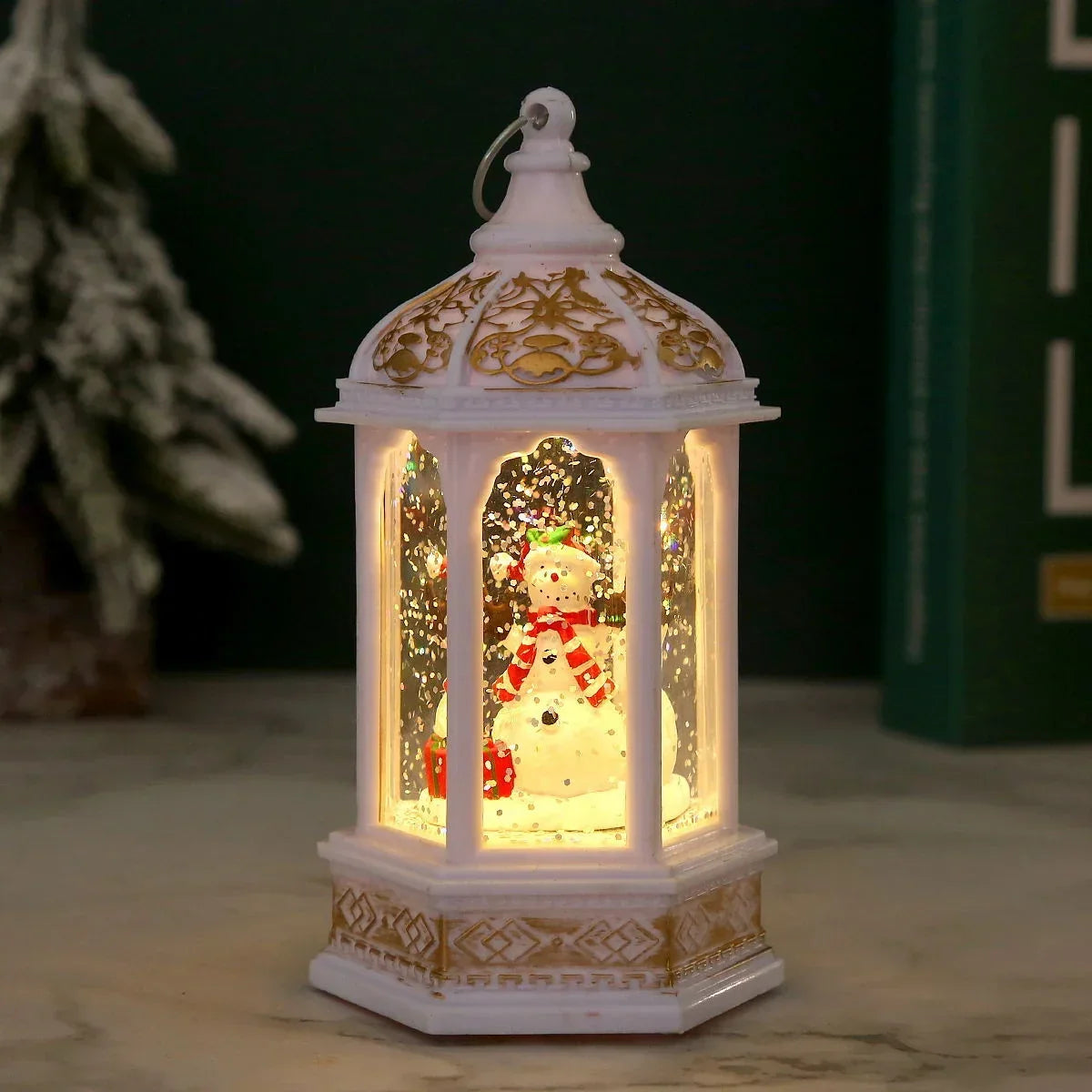 Christmas Lantern Animated Santa & Warm LED