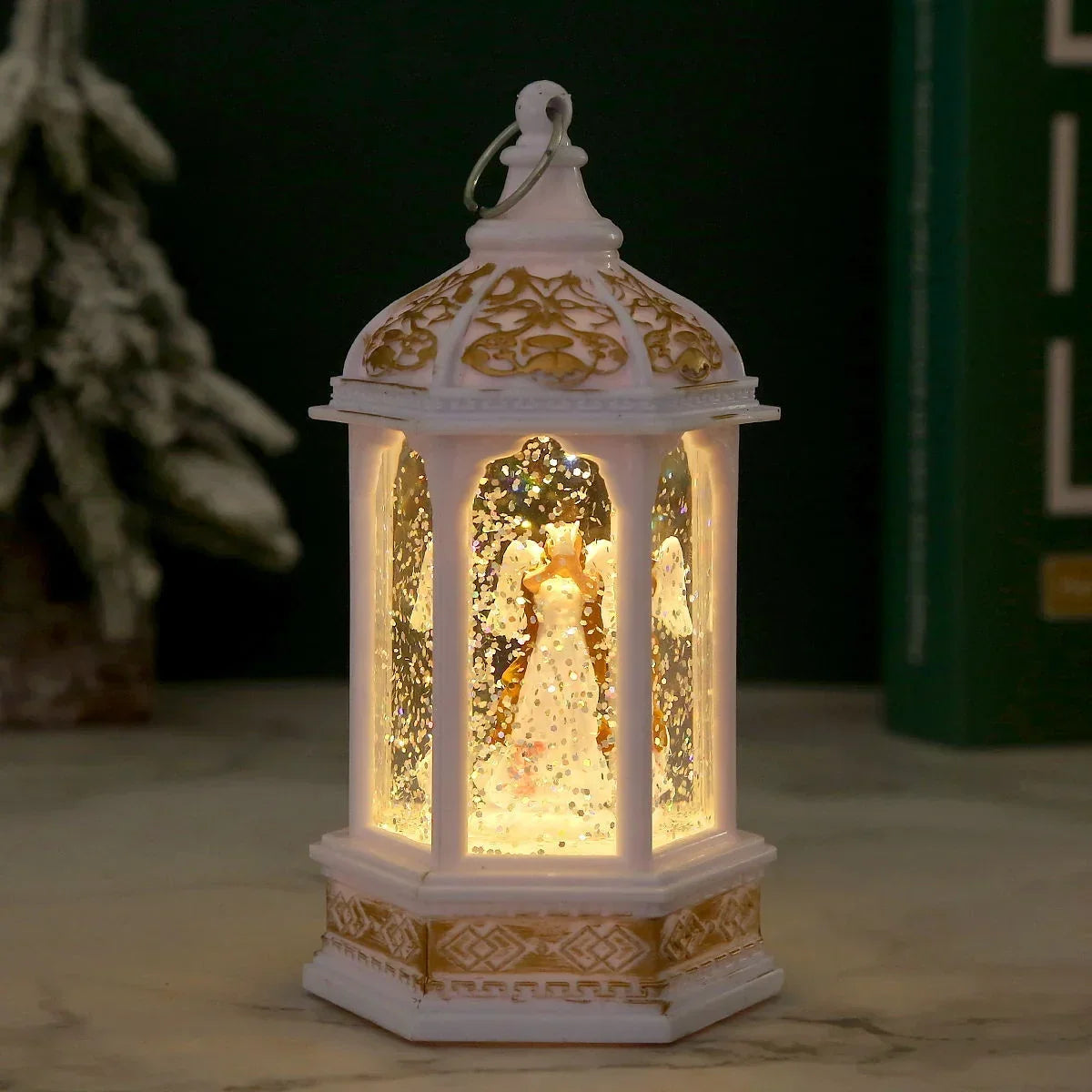 Christmas Lantern Animated Santa & Warm LED